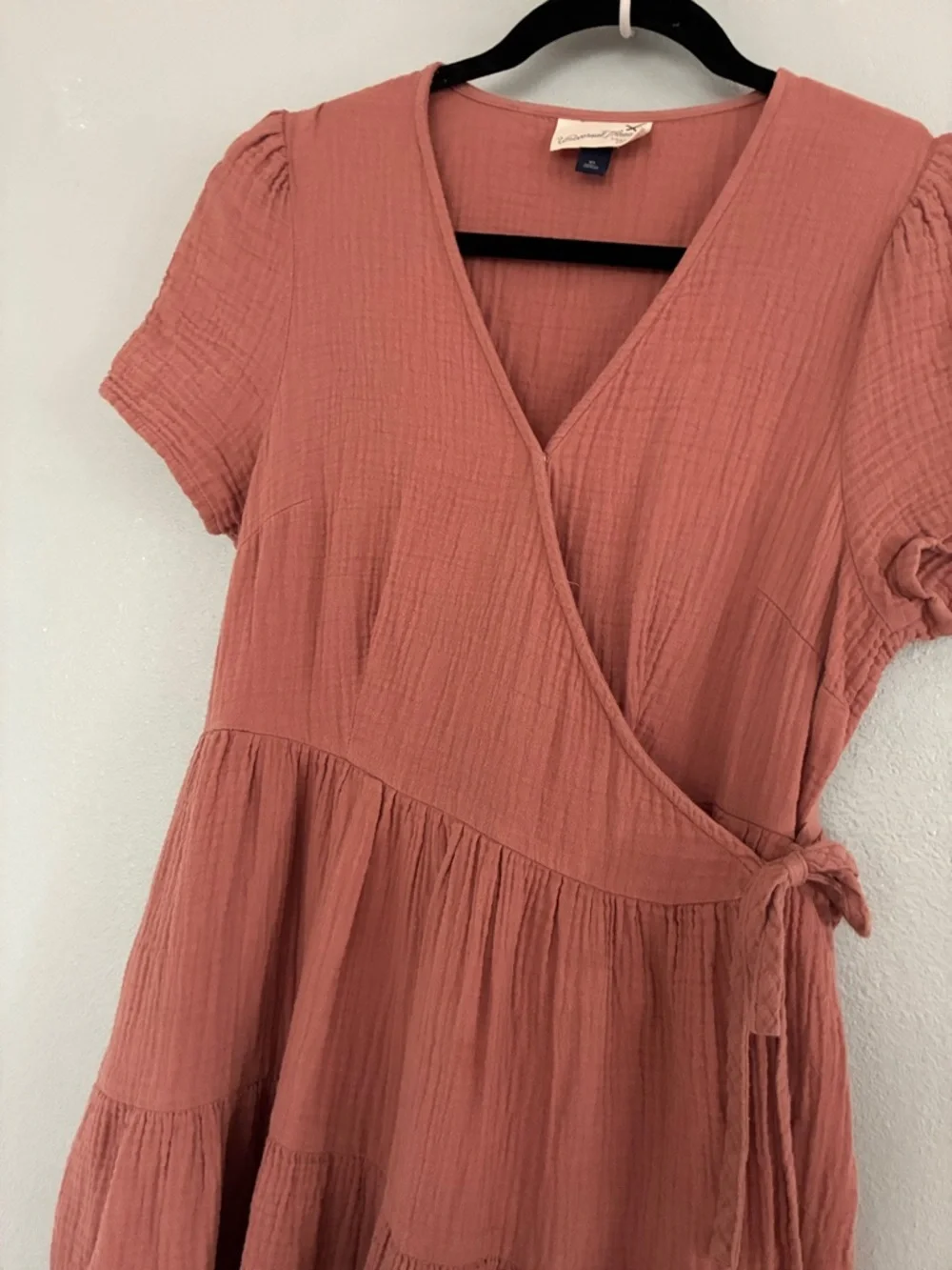 Universal Thread Rust Cotton Wrap Midi Dress Boho Tiered Short Sleeve Women’s M - Picture 3 of 6